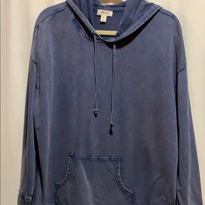 STYLE/CO DISTRESSED HOODIE SWEATSHIRT BLUE SZ 2X